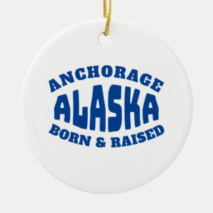 Ornamento De Cerâmica Nascer de Anchorage Alaska e Levantado