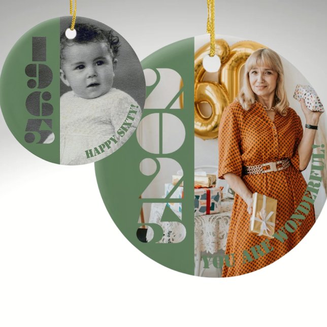 Ornamento De Cerâmica Nascer em 1965 60º aniversário presente Ornament (Criador carregado)