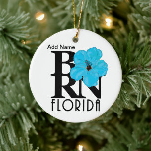 Ornamento De Cerâmica NASCER Florida Blue Hibiscus Personalizado