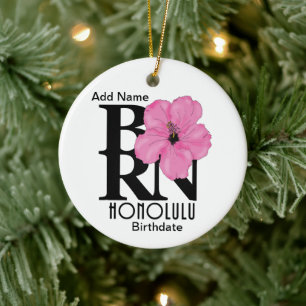 Ornamento De Cerâmica NASCER Honolulu Pink Hibiscus