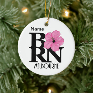 Ornamento De Cerâmica NASCER Melbourne Pink Hibiscus