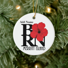 Ornamento De Cerâmica NASCER Merritt Island Red Hibiscus