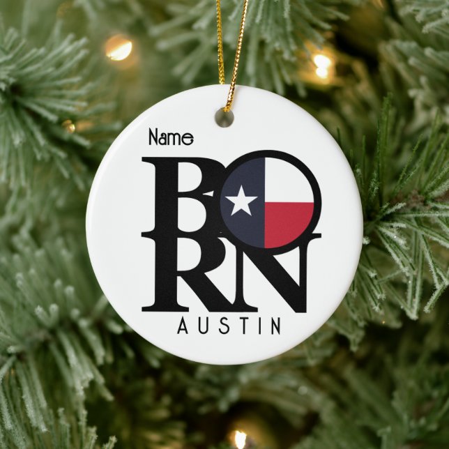 Ornamento De Cerâmica NASCIDO Austin Texas (Árvore)