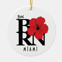 Ornamento De Cerâmica NASCIDO Miami Flórida Hibisco Vermelho