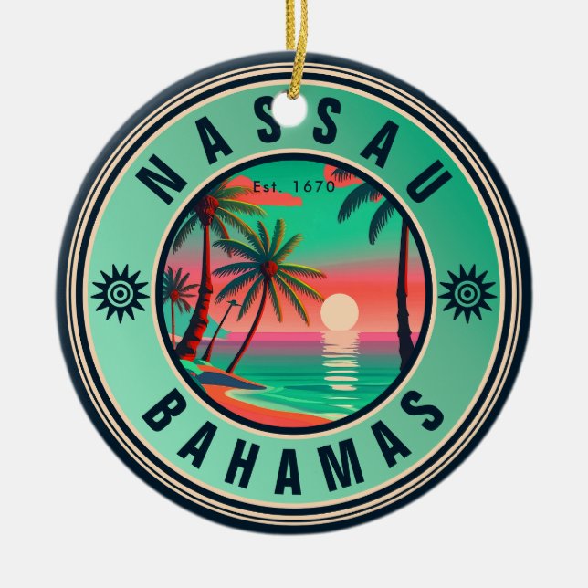 Ornamento De Cerâmica Nassau Bahamas Retro viagem Souvenir 1950 (Frente)