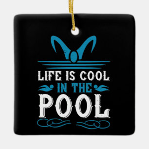 Ornamento De Cerâmica Natação - A vida é legal na piscina