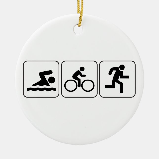 Ornamento De Cerâmica Natação, bicicleta, funcionamento - Triathlon (Frente)