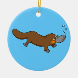 Ornamento De Cerâmica Natação bonito platypus pato-faturado