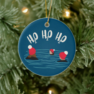 Ornamento De Cerâmica Natação selvagem em chapéus de Natal