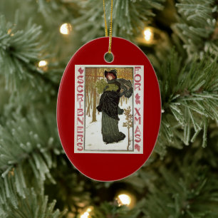 Ornamento De Cerâmica Natais vintages Art Nouveau Scribners Cobrir 1895