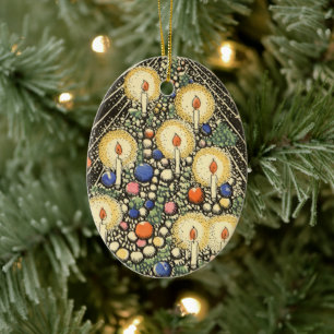 Ornamento De Cerâmica Natais vintages, Árvore com Velas e Estrela