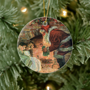 Ornamento De Cerâmica Natais vintages, Crianças do Pai Natal Vitoriano