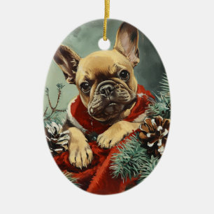 Ornamento De Cerâmica Natais vintages de Bulldog Franceses