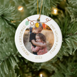 Ornamento De Cerâmica Natais vintages Foto da família Light Ornament<br><div class="desc">Natais vintages Foto da família Light Ornament</div>