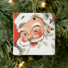 Ornamento De Cerâmica Natais vintages, Jolly Papai Noel com Sorriso