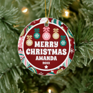 Ornamento De Cerâmica Natais vintages Ornaments Snowflakes Kids Photo