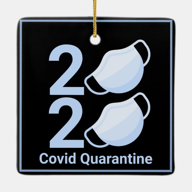 Ornamento De Cerâmica Natal 2020 - Máscara Pandêmica - Ano Novo 2021 (Verso)