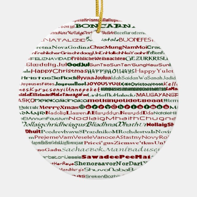 Ornamento De Cerâmica Natal À Volta Da Ornação Mundial (Frente)