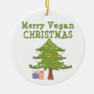 Ornamento De Cerâmica Natal alegre do Vegan