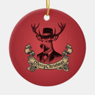 Ornamento De Cerâmica Natal Alegre Rena Dapper Feliz Natal