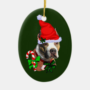 Ornamento De Cerâmica Natal americano de Terrier de pitbull