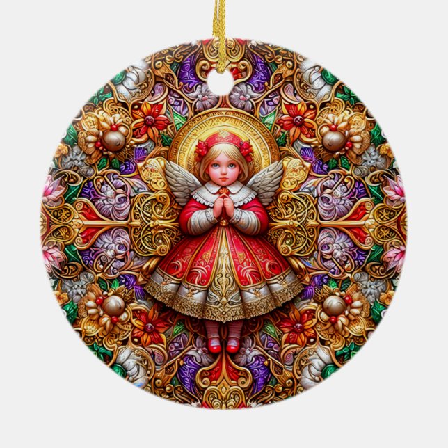 Ornamento De Cerâmica NATAL ~ Angel 19º Século ~ (Traseira)