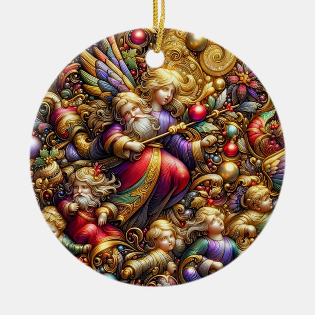 Ornamento De Cerâmica NATAL ~ Anjos do século XIX ~ (Frente)