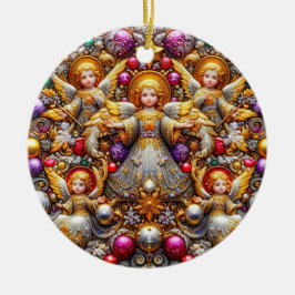 Ornamento De Cerâmica NATAL ~ Anjos do século XIX ~