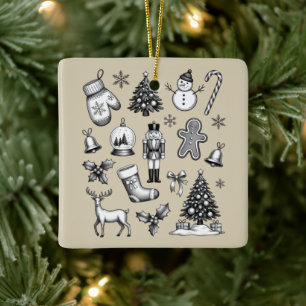 Ornamento De Cerâmica Natal Antigo 90 Retro Xmas Férias