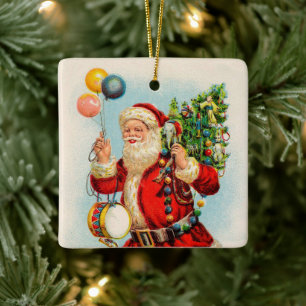 Ornamento De Cerâmica Natal Antigo, Balões do Papai Noel Vitoriano