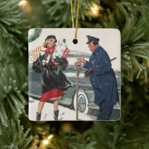 Ornamento De Cerâmica Natal Antigo, Compras Presentes Policial