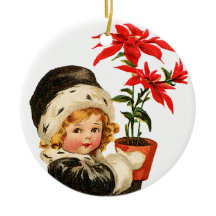 Natal antigo, Menina segurando Poinsettia