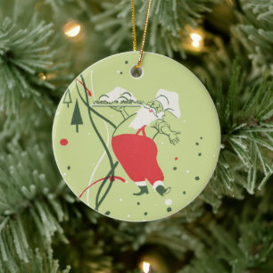 Ornamento De Cerâmica Natal Antigo, Papai Noel Chef com Jantar