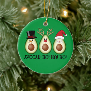 Ornamento De Cerâmica Natal Avocado Frosty, Rudolph e Papais noeis