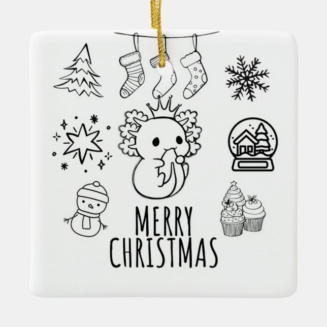 Ornamento De Cerâmica Natal Axolotl (Frente)