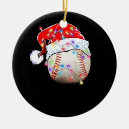Ornamento De Cerâmica Natal Baseball Ball Santa Hat Engraçado Esporte Na