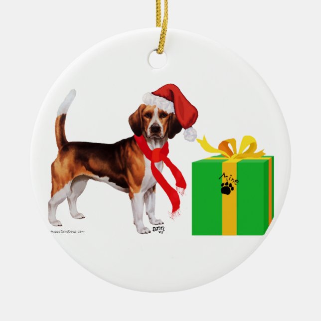 Ornamento De Cerâmica Natal Beagle (Frente)