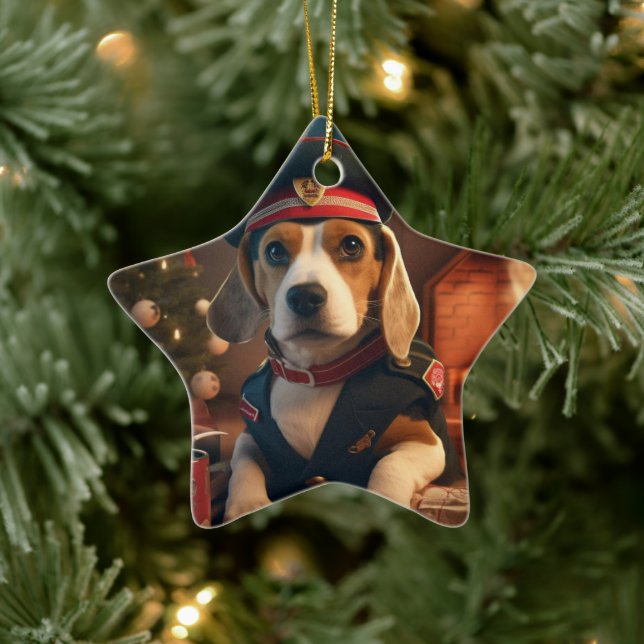 Ornamento De Cerâmica Natal Beagle, Presente para Amante de Polícia Beag (Árvore)