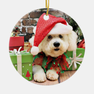 Ornamento De Cerâmica Natal - Bichon Frise - margarida