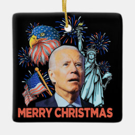 Ornamento De Cerâmica Natal Biden Engraçado Joe Biden Confusou Xmas
