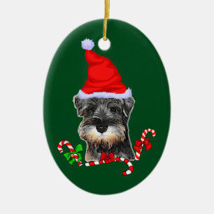 Ornamento De Cerâmica Natal bonito do Schnauzer diminuto