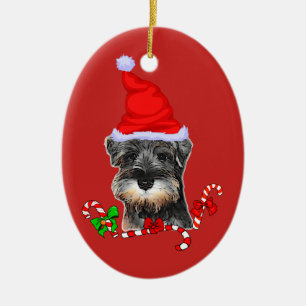 Ornamento De Cerâmica Natal bonito do Schnauzer diminuto