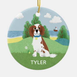 Ornamento De Cerâmica Natal bonito e moderno do Springer Spaniel