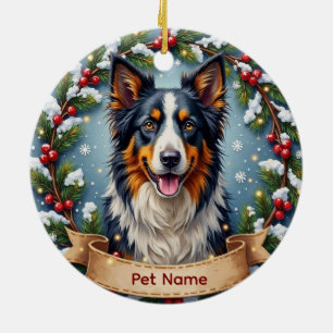 Ornamento De Cerâmica Natal Border Collie