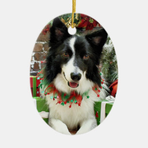 Ornamento De Cerâmica Natal - border collie - Jessup