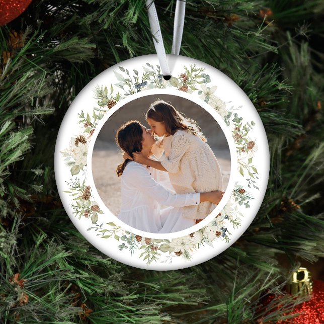 Ornamento De Cerâmica Natal Botânico Eucalyptus Greenery Personalizado (Criador carregado)