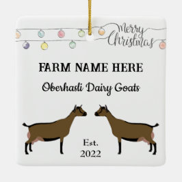 Ornamento De Cerâmica Natal Branco da Oberhasli Dairy Goat Personalizado