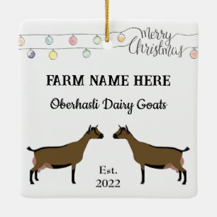 Ornamento De Cerâmica Natal Branco da Oberhasli Dairy Goat Personalizado