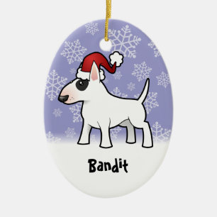 Ornamento De Cerâmica Natal bull terrier (adicione seu nome de animais