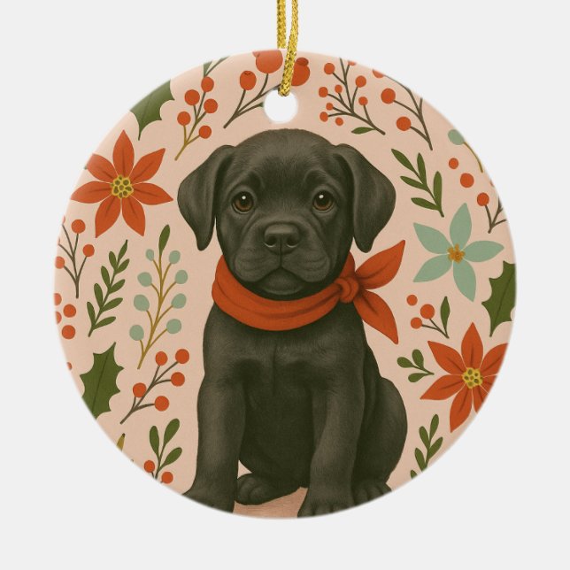 Ornamento De Cerâmica Natal Cane Corso (Frente)